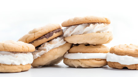 cookies with cream on a white background, isolate, sweet foodの素材
