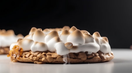 Delicious meringue cookies on a black background, selective focusの素材