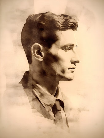 Portrait of a handsome young man. Photo in old color image style.の素材