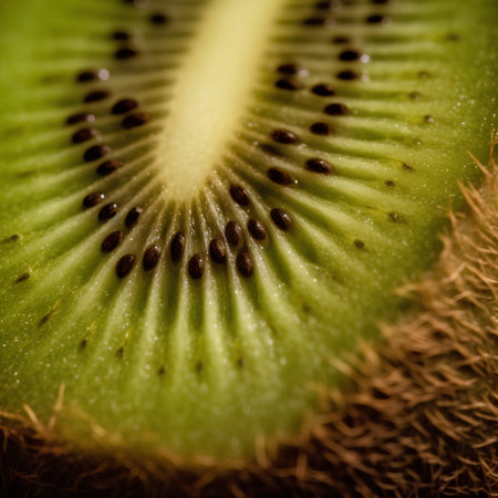 Macro photo of a kiwi fruit. Shallow depth of field.の素材