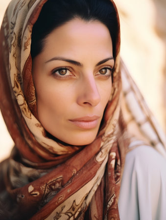 Portrait of a beautiful muslim woman in a headscarfの素材