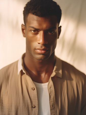 Portrait of handsome african american man looking at camera.の素材