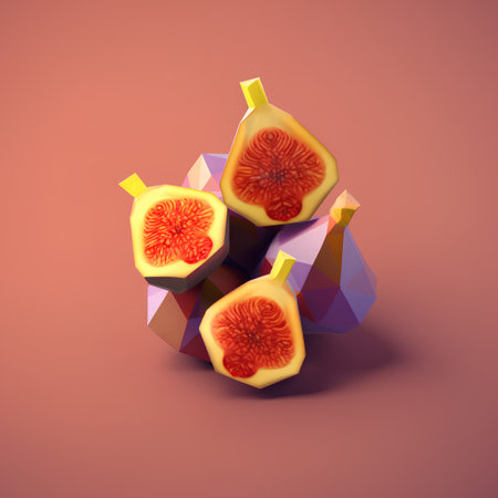 Figs fruit in polygonal style, 3d rendering.の素材