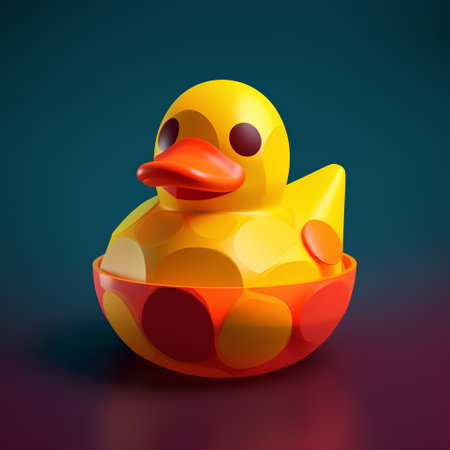 Realistic 3d Detailed Yellow Rubber Duckling. Vector illustrationの素材