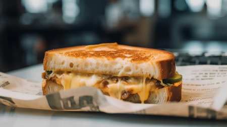 Sandwich with cheese, bacon, tomato and mayonnaise.の素材