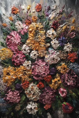 abstract background with multicolored flowers on a grunge backgroundの素材