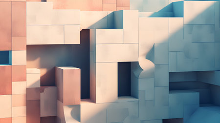 Abstract geometric background. 3d render illustration. Minimal style.の素材