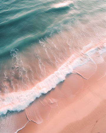 Aerial view of beautiful beach and sea waves. Nature background.の素材