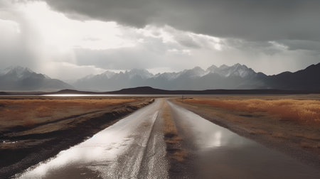 Rainy day in the desert of Patagonia, Argentina.の素材