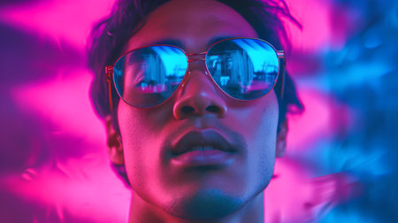 Portrait of a young african american man in sunglasses.の素材