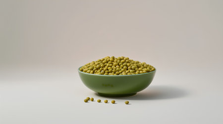 Mung beans in a bowl. 3d rendering, 3d illustration.の素材