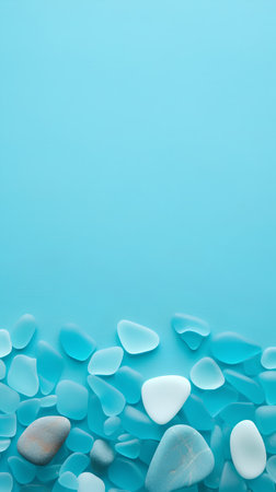 Blue sea pebbles background with copy space for text or imageの素材
