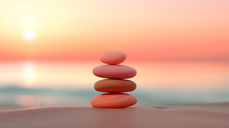 Stack of pebbles on the beach. Zen and harmony conceptの素材