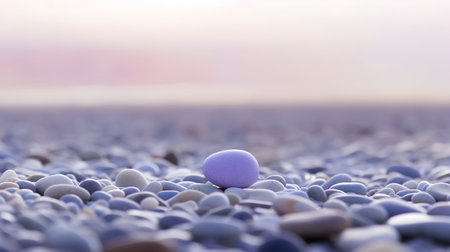 Close-up of a purple pill on pebbles background.の素材