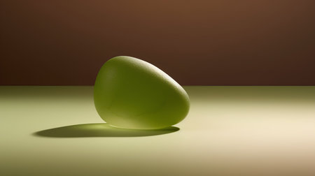 Easter egg with shadow on a brown background, 3d renderの素材