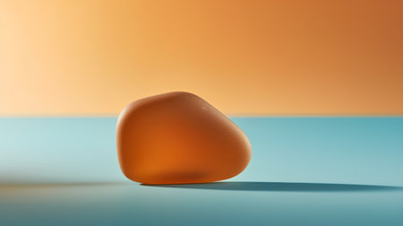 3d rendering of an orange stone on a blue and orange backgroundの素材