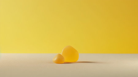 Two yellow candies on a yellow background. Minimalism.の素材