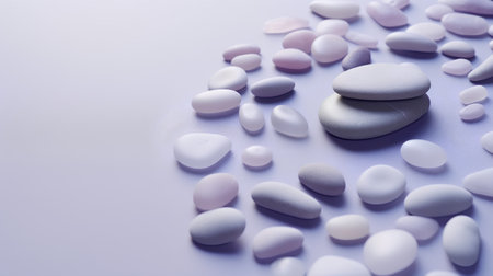 White stones on a blue background with a place for your text.の素材