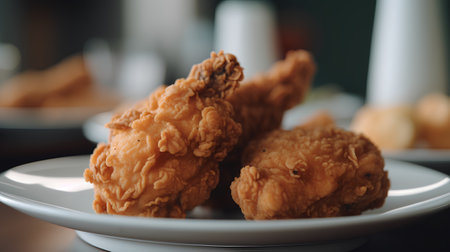 Fried chicken on a plate. Close-up. Selective focus.の素材