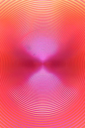 Abstract background with concentric circles in pink and orange colors. Vector illustration.の素材
