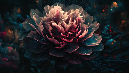 Beautiful peony flower in the garden. 3D rendering.の素材