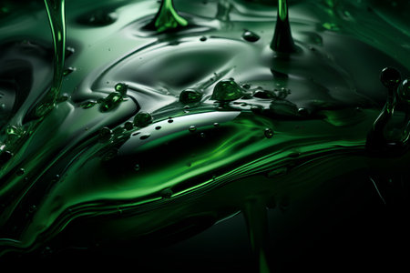 Green paint drop splashing on black background. 3d render illustrationの素材