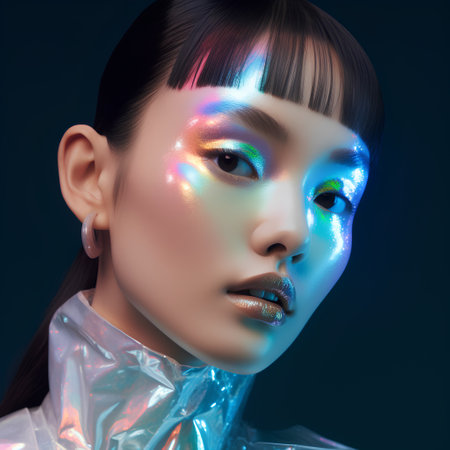 Portrait of a beautiful girl with bright makeup. Beauty, fashion.の素材