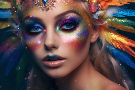 Portrait of a beautiful girl with bright make-up. Beauty, fashion.の素材