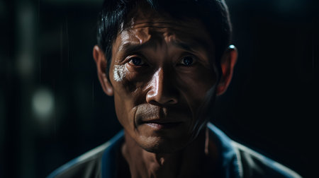 Portrait of a senior asian man looking at the camera.の素材