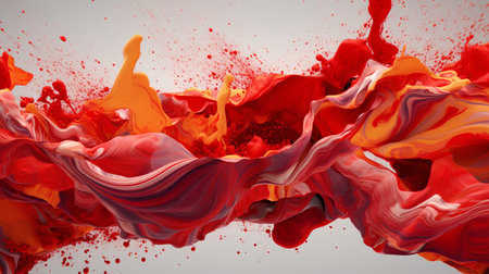 abstract background with red and orange paint splashes. 3d renderingの素材