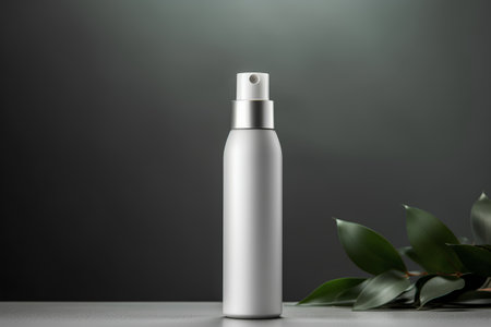 Mockup of cosmetic bottle on grey background. 3d renderingの素材
