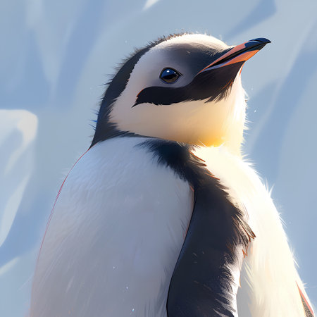 Illustration of a penguin on a background of a blue skyの素材