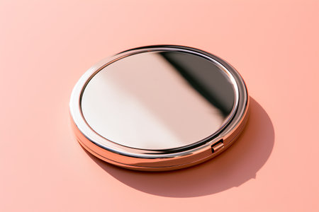 Round metal box on a pink background. 3d rendering mock upの素材