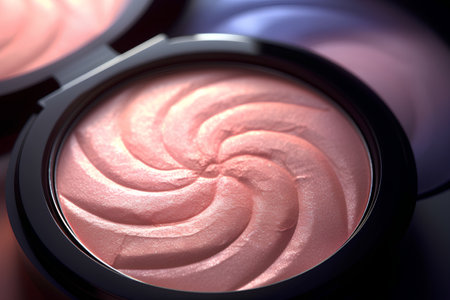 Beauty background with eyeshadow palette. Professional make up products.の素材