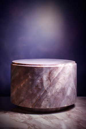 Round marble podium on the background of the night sky. 3d renderingの素材