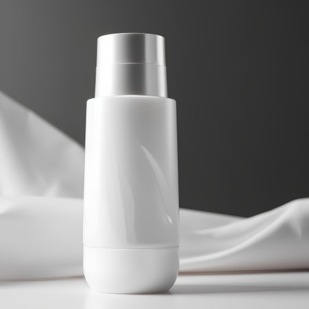 Blank cosmetic bottle mockup on white background. 3d renderingの素材