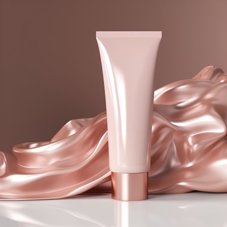 Luxury cosmetic cream bottle on a brown background. 3d renderingの素材