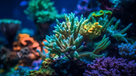 Colorful coral reef in the deep blue sea. Underwater world.の素材