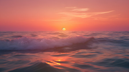 Beautiful sunset over the sea. Nature composition. 3d renderの素材