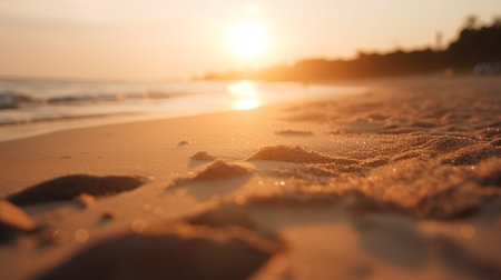 Beautiful sunset on the beach. Shallow depth of field.の素材