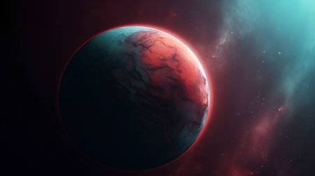 planet in space with stars and nebula in the background, 3d renderの素材