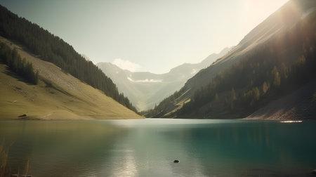 Mountain lake in the high mountains. Caucasus, Dombay.の素材