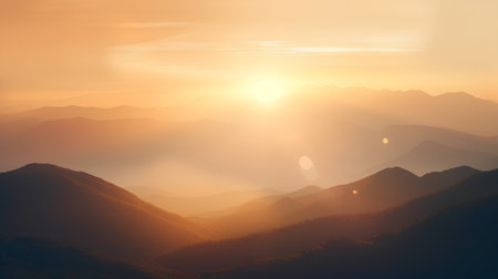 Mountain landscape. Sunrise. Sunset. 3d render illustration.の素材