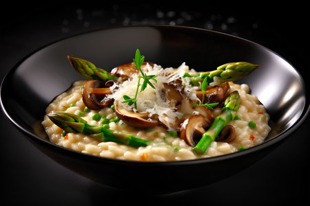 Risotto with asparagus, parmesan and mushroomsの素材