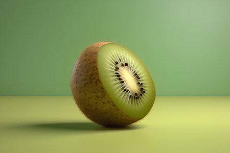 Kiwi fruit on a green background. 3d illustration.の素材
