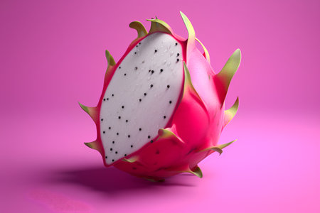 Dragon fruit isolated on a pink background. 3d render illustration.の素材