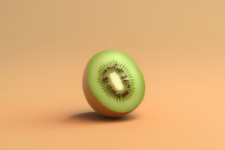 Kiwi fruit isolated on orange background. 3d illustration.の素材