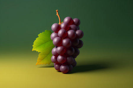 Grapes on a green background. 3d rendering, 3d illustration.の素材