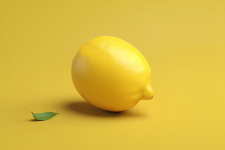 Lemon on a yellow background. Minimalistic design. 3d renderの素材