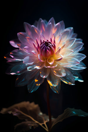 Colorful dahlia flower on black background. Closeup.の素材